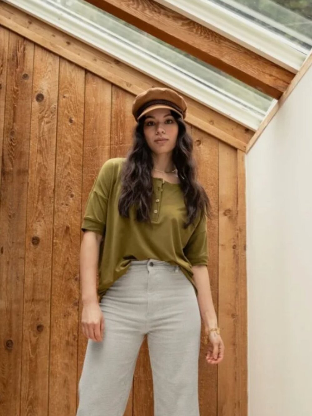 Jackson Rowe Cholla Olive Short Sleeve Henley Tee